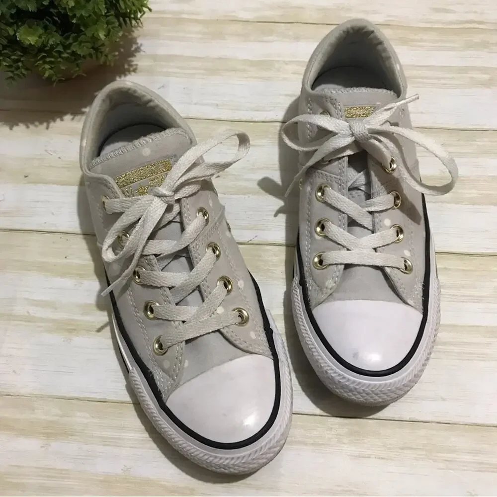 Converse Gray Polka Dot Low Top‎ Lace Up Sneakers Shoes Women’s Size 6